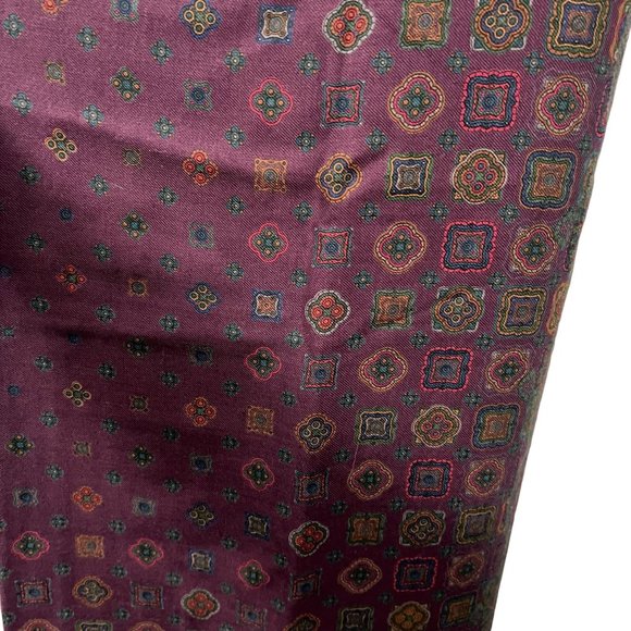 Etro Milano Burgundy Multicolor Paisley Wool Blend Large Scarf - Picture 2 of 6